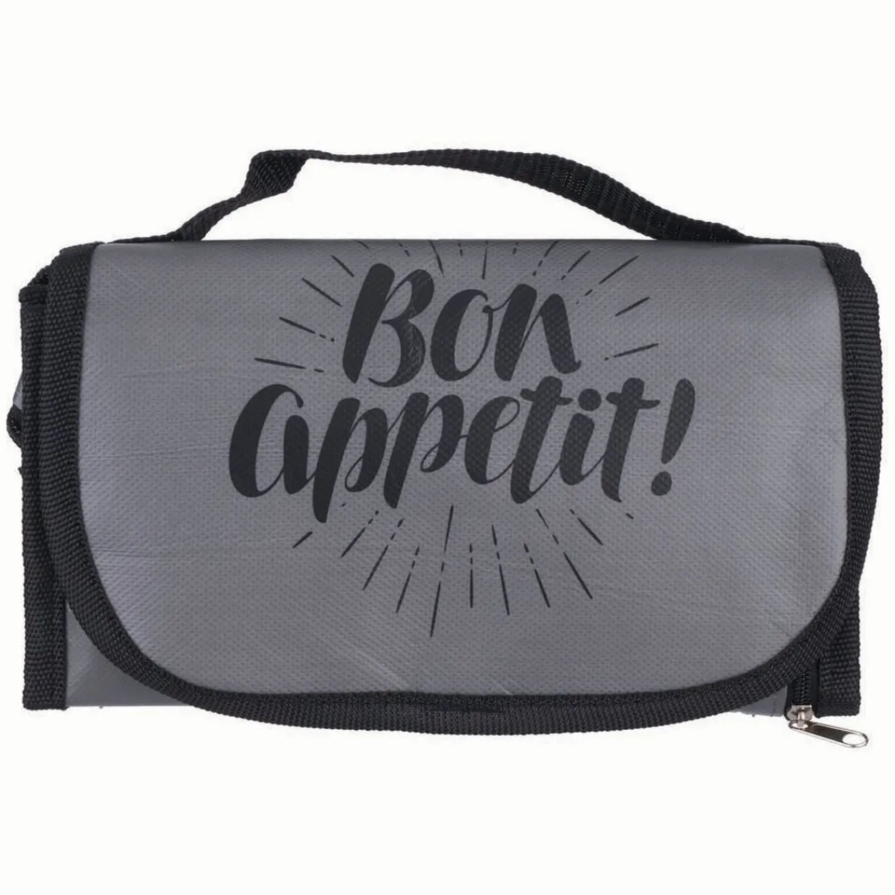 Gifi Lunch bag réfrigérant gris et noir inscription Bon Appétit !