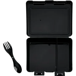 Gifi Lunch box à 2 compartiments - Boîte alimentaire en plastique noir 1L