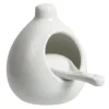 Gifi Main à sel + cuillère en céramique blanc