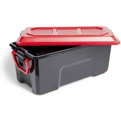 Gifi Rangement|Malle rangement 75L plastique noir