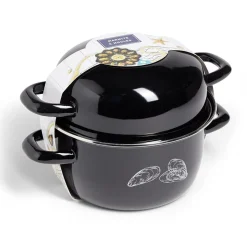 Gifi Marmite à moules avec couvercle Ø20,5cm acier noir