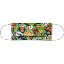 Gifi Bien-Être^Masque lavable enfant AFNOR UNS1 motifs comics en tissu vert et rouge