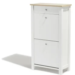 Gifi Rangement|Meuble à chaussures Bristol blanc et naturel