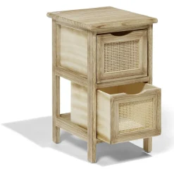 Gifi Rangement|Meuble d'appoint Salomé 2 panières bois et métal 26xH46,5x30cm