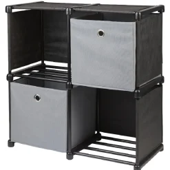 Gifi Rangement|Meuble de rangement 4 casiers avec 2 panières