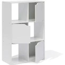 Gifi Rangement|Meuble de rangement Adam 6 cases Blanc 60x29,8xH90 cm