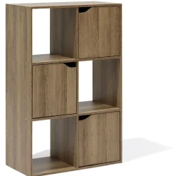 Gifi Rangement|Meuble de rangement Adam 6 cases Marron 60x29,8xH90 cm