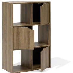 Gifi Rangement|Meuble de rangement Adam 6 cases Marron 60x29,8xH90 cm