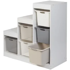 Gifi Rangement|Meuble de rangement casiers escalier bois blanc