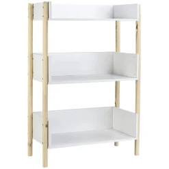 Gifi Rangement|Meuble de rangement en bois 3 niveaux naturel et blanc