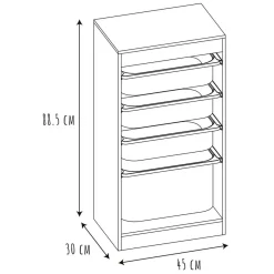 Gifi Rangement|Meuble de rangement enfant Tidy 3 bacs bois gris blanc 45x30xH88,5cm