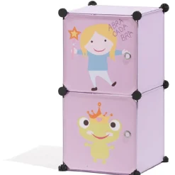 Gifi Rangement|Meuble de rangement rose motif grenouille pour enfant