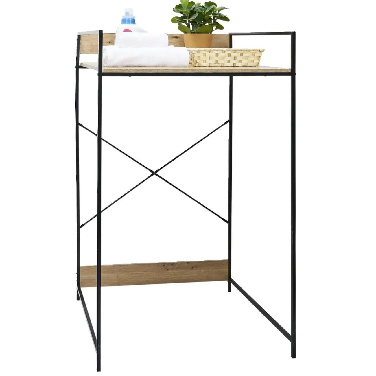 Gifi Entretien Du Linge|Meuble pour buanderie 70xH115x60cm bois et acier noir