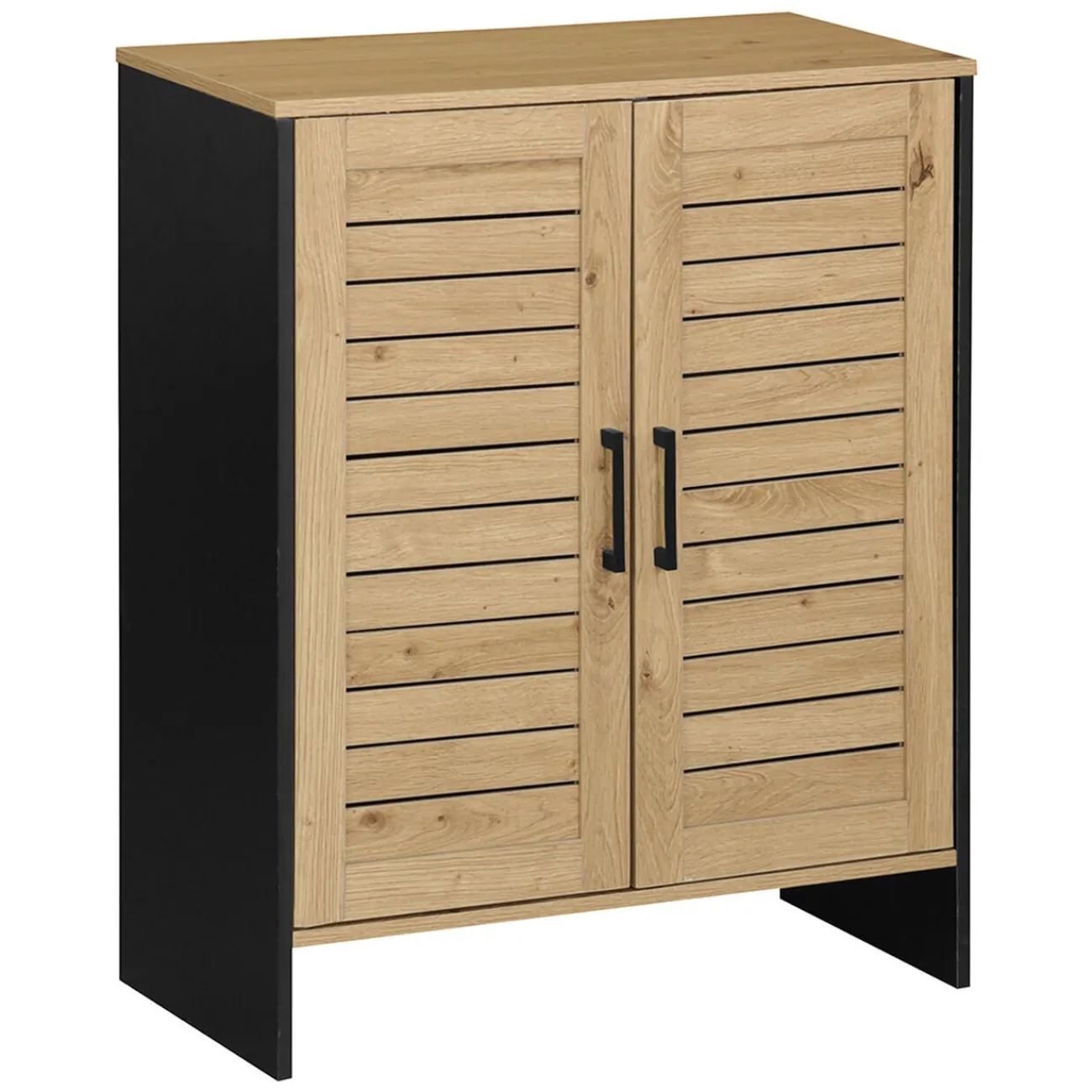 Gifi Aménagement Salle De Bain^Meuble salle de bain 2 portes naturel et noir 60x30xH75 cm - Richmond