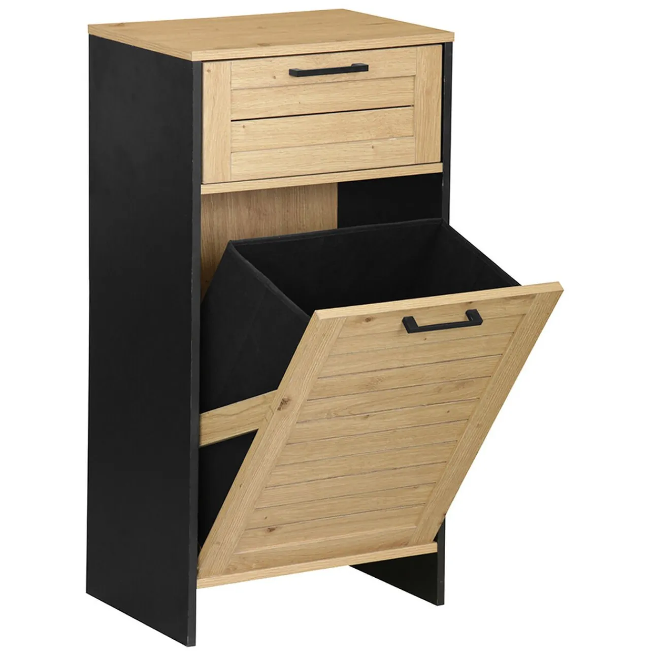 Gifi Aménagement Salle De Bain^Meuble salle de bain naturel et noir 40x30xH80 cm - Richmond