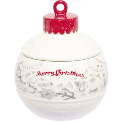 Gifi Mini bonbonnière en céramique décor Noël rouge blanc