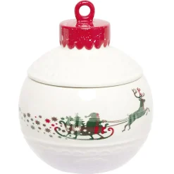 Gifi Mini bonbonnière en céramique décor Noël rouge blanc