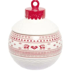 Gifi Mini bonbonnière en céramique décor Noël rouge blanc