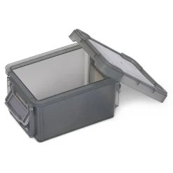 Gifi Rangement|Mini boîte en plastique gris fermeture clips 0,30L - Lot de 2