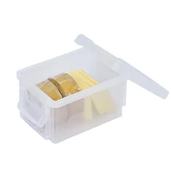 Gifi Rangement|Mini boîte en plastique transparent fermeture clips 0,30L - Lot de 2