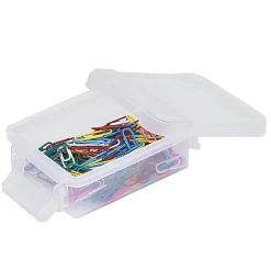 Gifi Rangement|Mini boîte en plastique transparent fermeture clips 0,20L x2