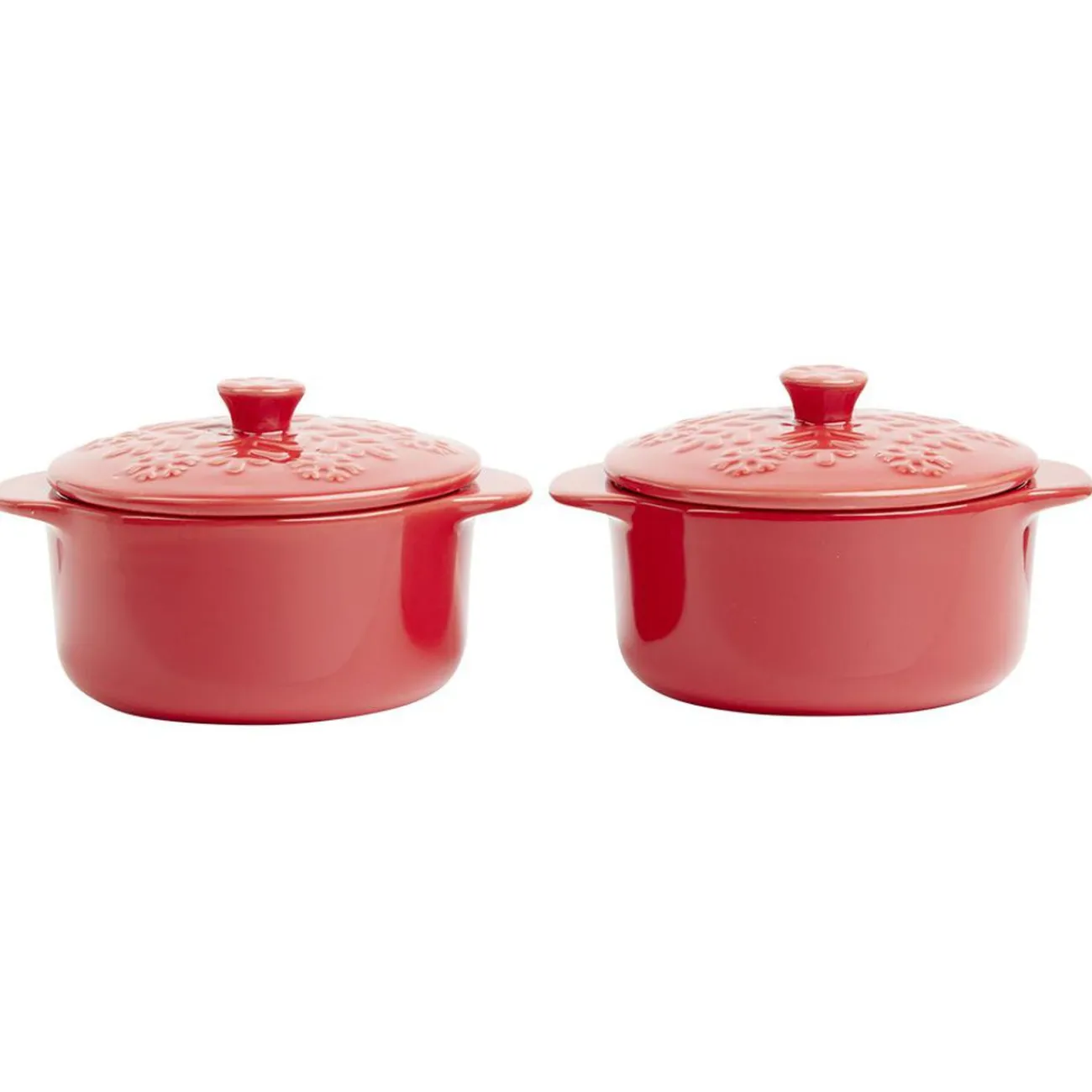 Gifi Mini cocotte en céramique motif flocon rouge x2