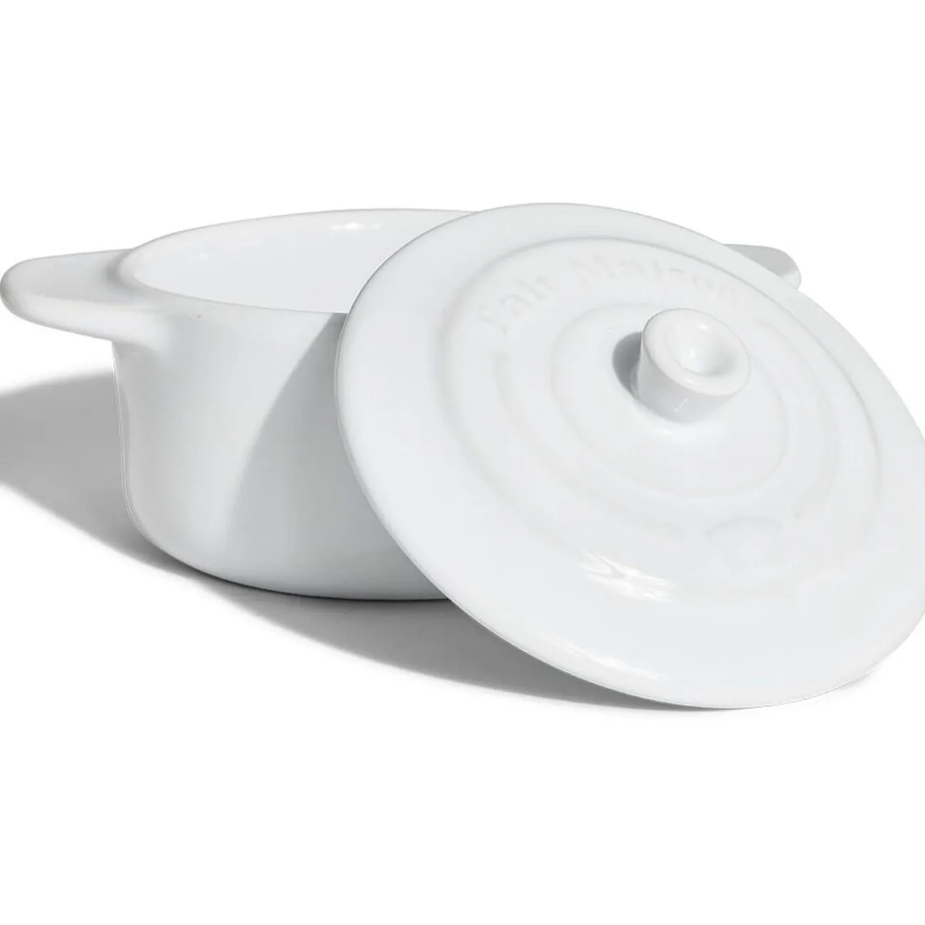 Gifi Mini cocotte individuelle en céramique avec couvercle - gris ou blanc