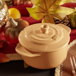 Gifi Mini cocotte individuelle en céramique avec couvercle - marron clair ou foncé
