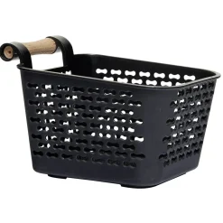 Gifi Rangement|Mini panière en plastique avec poignée bois