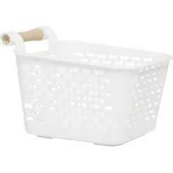 Gifi Rangement|Mini panière en plastique avec poignée bois