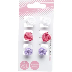 Gifi Beauté^Mini pince crabe fleur polyester x6