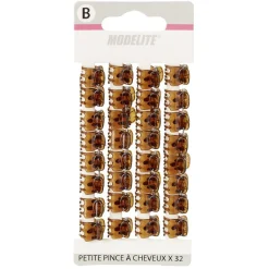 Gifi Beauté^Mini pince plastique marron x32