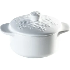 Gifi Minis cocottes blanches avec couvercles motifs flocons x2