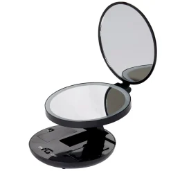 Gifi Aménagement Salle De Bain^Miroir double rétractablesur pied rond noir LED