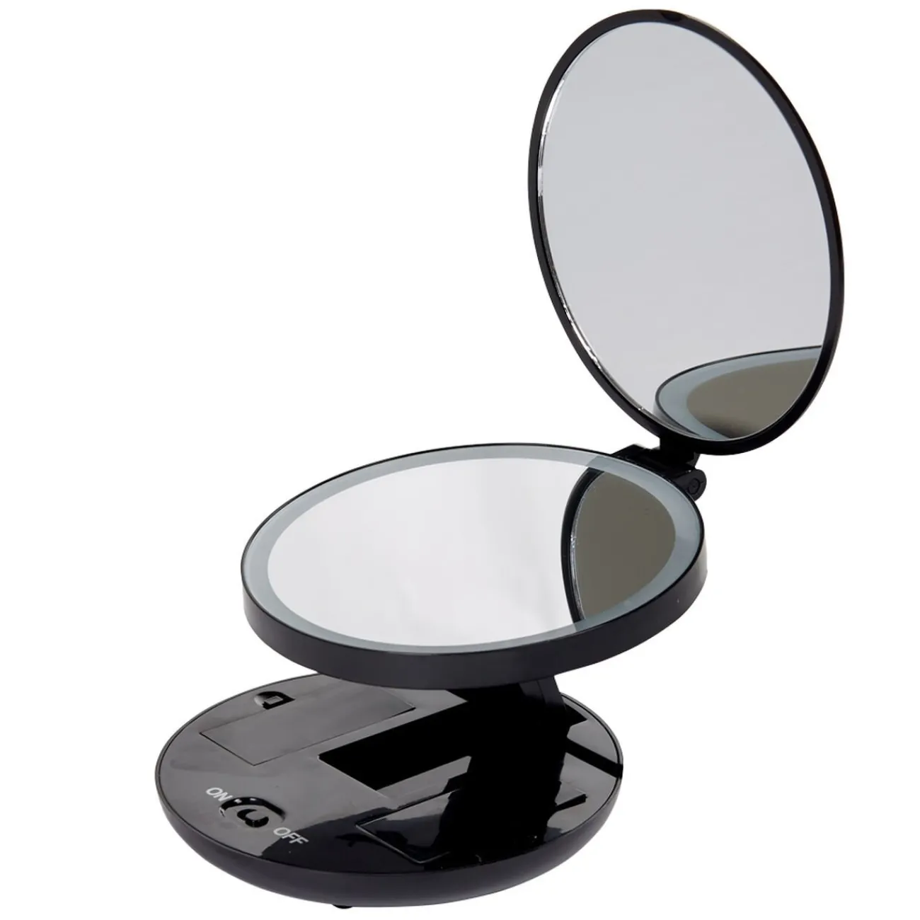 Gifi Aménagement Salle De Bain^Miroir double rétractablesur pied rond noir LED