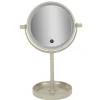 Gifi Aménagement Salle De Bain^Miroir LED rond sur pied gris
