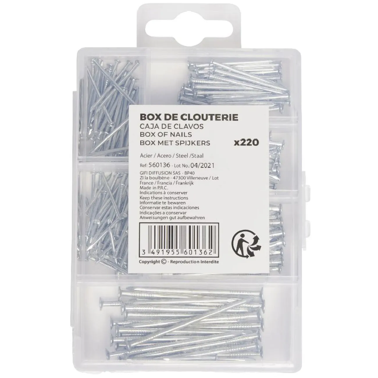 Gifi Quincaillerie^Mixbox clouterie "S" 220 pièces