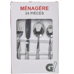 Gifi Ménagère 24 pièces couleur argent