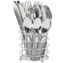 Gifi Ménagère 24 pièces gris et son panier