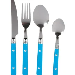 Gifi Ménagère 16 pièces inox manche plastique bleu