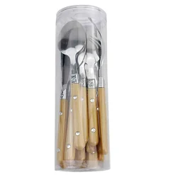 Gifi Ménagère 16 pièces inox manche plastique jaune doré