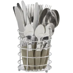 Gifi Ménagère 24 pièces taupe et son panier