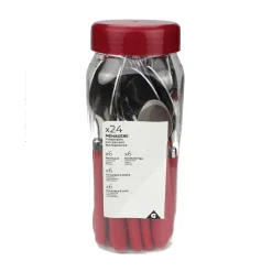 Gifi Ménagère inox manche rouge 24 pièces