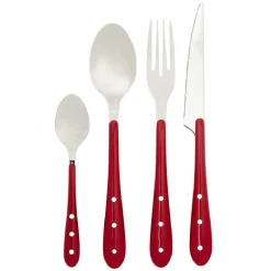 Gifi Ménagère Lisa D'Alban inox manche rouge 16 pièces