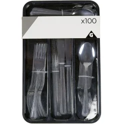 Gifi Ménagère XXL inox 100 pièces avec range couverts plastique