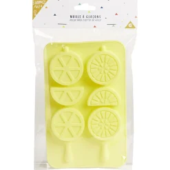 Gifi Moule à glaçon brochette forme citron-silicone jaune 18,3x11,4xH1,5cm