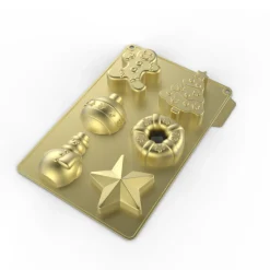 Gifi Moule gâteaux de Noël silicone doré x6