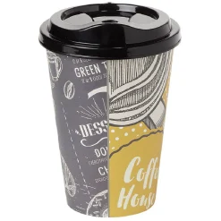 Gifi Mug à motifs couvercle noir 500ml - plastique Ø9xH14cm