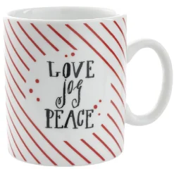 Gifi Mug avec boule à thé Love Jog Peace blanc rayure rouge 35 cl