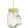 Gifi Mug bocal coloré vert avec paille